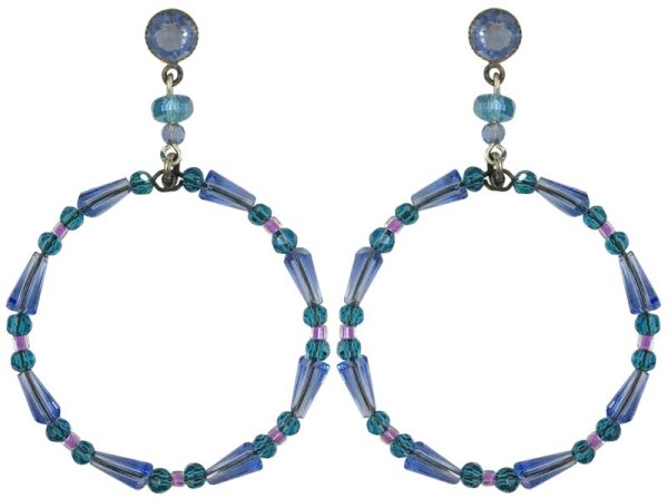 Konplott - Bead Snake Jelly - blue, antique silver, earring stud dangling