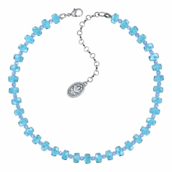 Konplott - Bead Snake Jelly - blue, antique silver, necklace