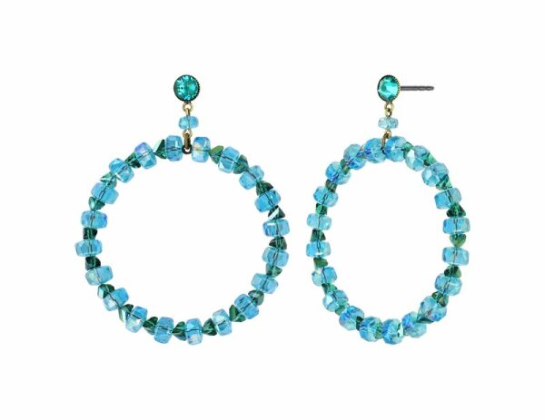 Konplott - Bead Snake Jelly - green, antique brass, earring stud dangling