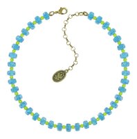 Konplott - Bead Snake Jelly - green, antique brass, necklace