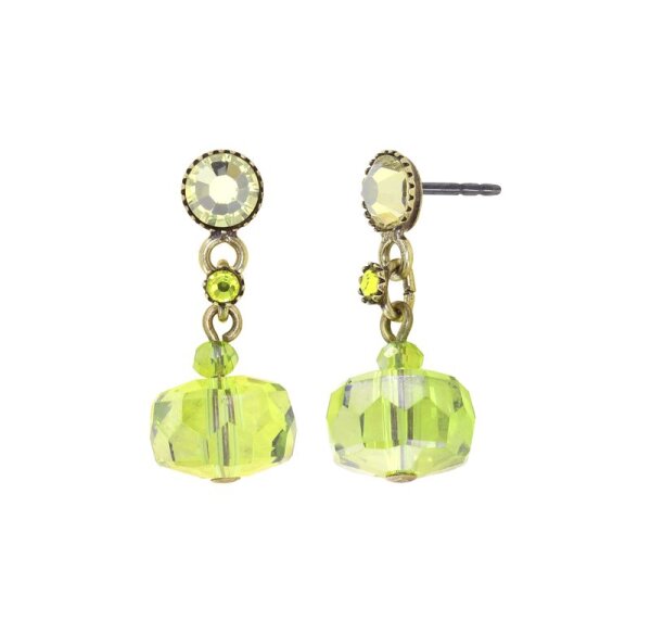 Konplott - Bead Snake Jelly - green, antique brass, earring stud dangling