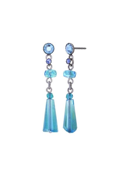 Konplott - Bead Snake Jelly - blue, antique silver, earring stud dangling