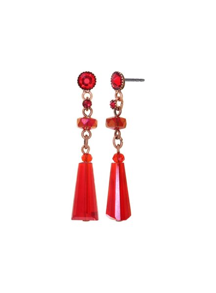 Konplott - Bead Snake Jelly - red, antique copper, earring stud dangling
