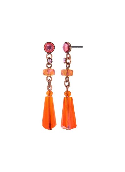 Konplott - Bead Snake Jelly - orange, antique copper, earring stud dangling