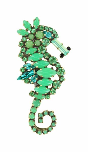 Konplott - Beach to Bar - green, antique brass, brooch