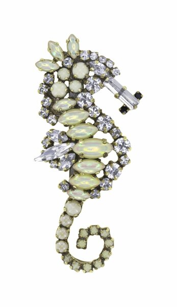 Konplott - Beach to Bar - white, antique brass, brooch