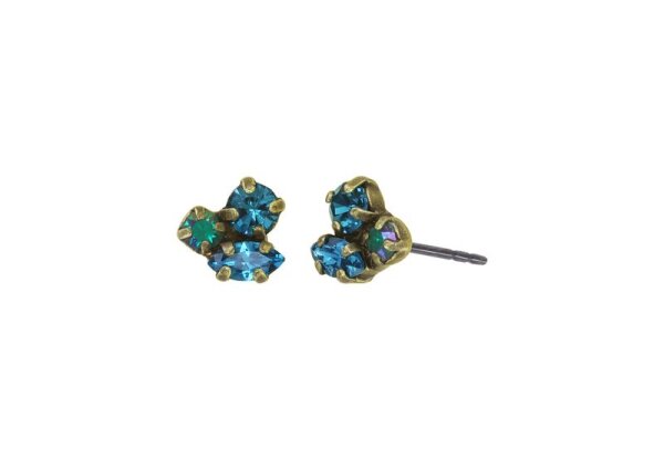 Konplott - Daily Desire - blue/green, antique brass, earring stud