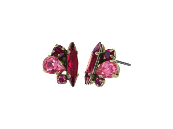 Konplott - Daily Desire - pink, antique brass, earring stud