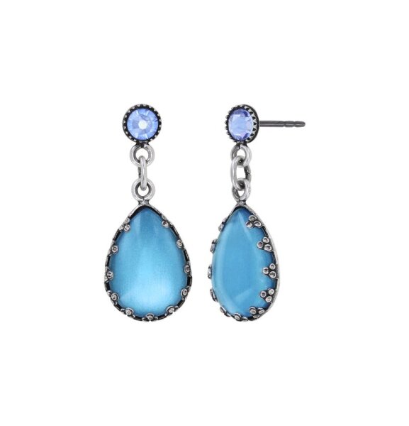 Konplott - Daily Desire - blue, antique silver, earring stud dangling