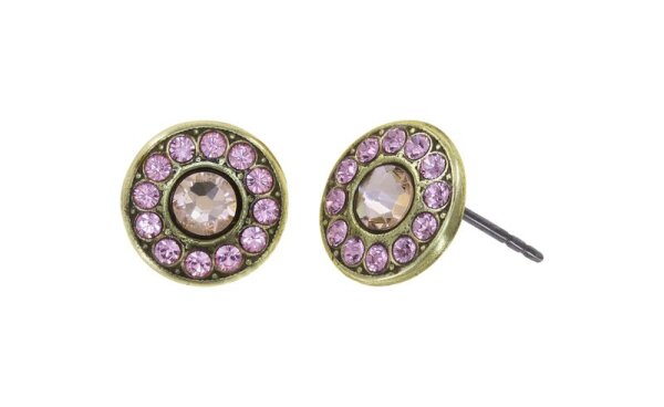 Konplott - Spell on You - pink, Light antique brass, (centre: silk, edge: lt.rose), earring stud
