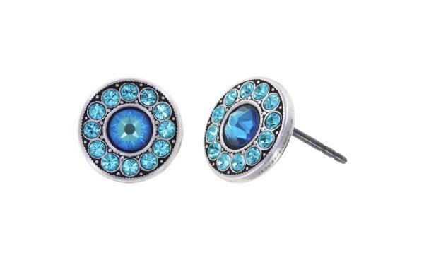 Konplott - Spell on You - light blue, Light antique silver, (centre:  crystal royal blue de lite, edge: lt.turquoise), earring stud