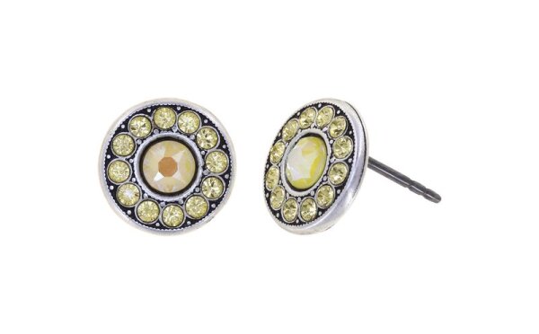 Konplott - Spell on You - yellow, Light antique silver, (centre:  crystal sunshine de lite edge: jonquil) , earring stud