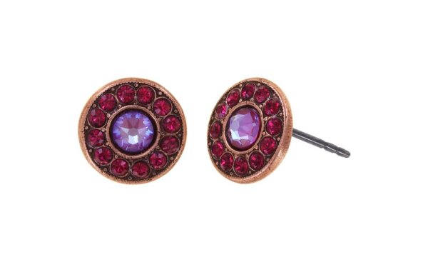 Konplott - Spell on you - red, Light antique copper, (centre:  crystal royal red de lite, edge: ruby), earring stud