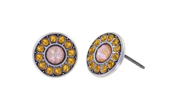 Konplott - Spell on you - yellow, Light antique silver, (centre:  crystal peach de lite edge: topaz) , earring stud