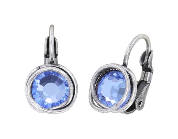 Konplott - Sparkle Twist - blue, light sapphire, antique silver, earring eurowire