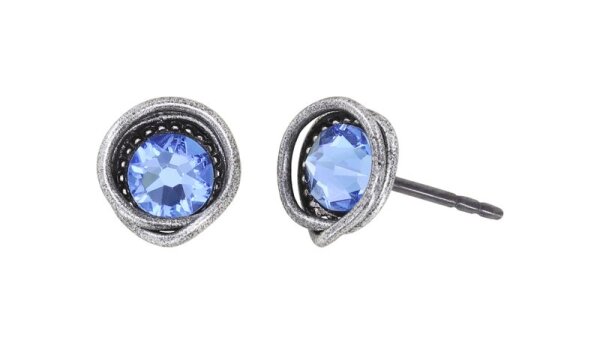Konplott - Sparkle Twist - blue, light sapphire, antique silver, earring stud