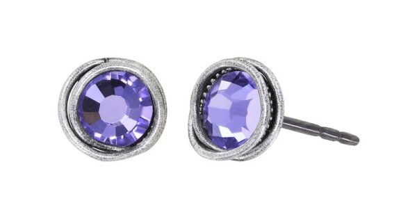 Konplott - Sparkle Twist - lila, Violet, antique silver, earring stud