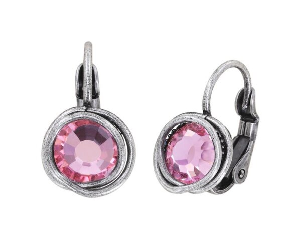 Konplott - Sparkle Twist - pink, light rose, antique silver, earring eurowire
