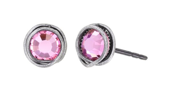 Konplott - Sparkle Twist - pink, light rose, antique silver, earring stud
