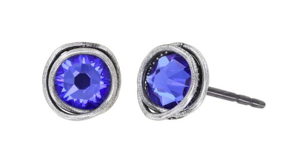 Konplott - Sparkle Twist - blue, sapphire, antique silver, earring stud