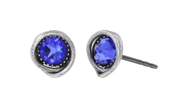 Konplott - Sparkle Twist - blue, sapphire, antique silver, earring stud