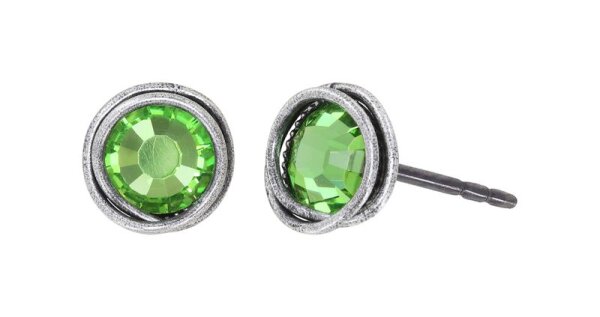 Konplott - Sparkle Twist - green, peridot, antique silver, earring stud