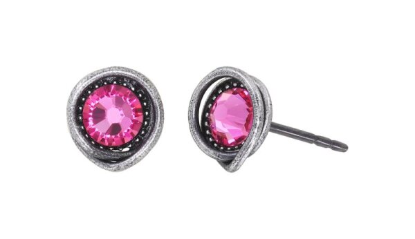 Konplott - Sparkle Twist - pink, rose, antique silver, earring stud