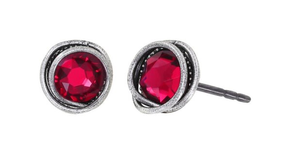 Konplott - Sparkle Twist - red, scarlet, antique silver, earring stud