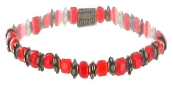 Konplott - Petit Glamour dAfrique - Rot, Antikmessing, Armband auf Gummiband