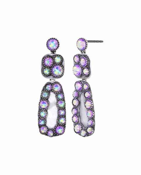 Konplott - Business Glam - lila, crystal paradise shine, antique silver, earring stud dangling