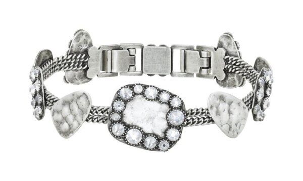 Konplott - Business Glam - Weiß, Kristal mit Silberschatten, Antiksilber, Armband