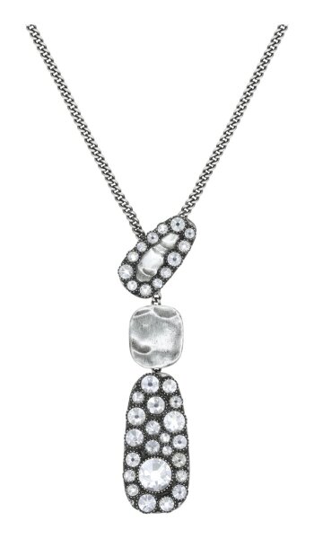Konplott - Business Glam - Weiß, Kristal mit Silberschatten, Antiksilber, Halskette