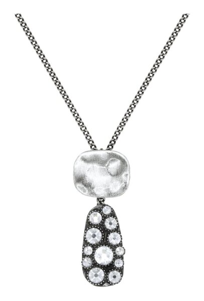 Konplott - Business Glam - Weiß, Kristal mit Silberschatten, Antiksilber, Halskette mit Anhänger