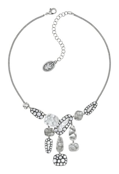 Konplott - Business Glam - Weiß, Kristal mit Silberschatten, Antiksilber, Halskette Y Form