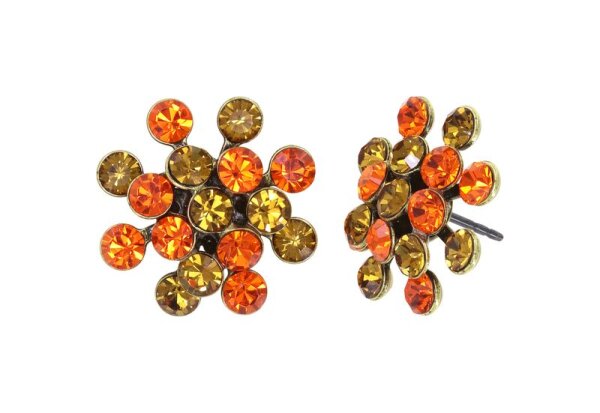 Konplott - Magic Fireball MINI - orange/yellow, antique brass, earring stud