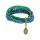 Konplott - Petit Glamour dAfrique - Blau, Grün, Antikmessing, Armband auf Gummiband