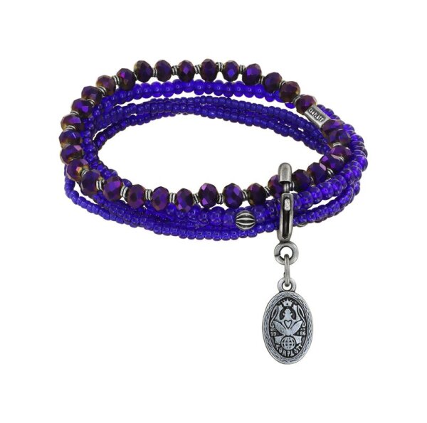 Konplott - Petit Glamour dAfrique - blue/lila, antique silver, bracelet elastic