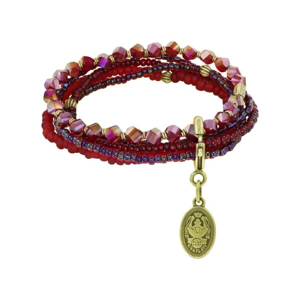 Konplott - Petit Glamour dAfrique - red, antique brass, bracelet elastic