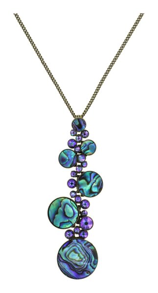 Konplott - Planet River - green/lila, antique brass, necklace pendant, long