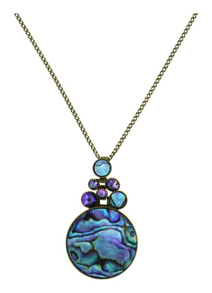 Konplott - Planet River - green/lila, antique brass, necklace pendant