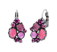 Konplott - Jelly Star - pink, antique silver, earring...