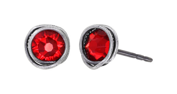 Konplott - Sparkle Twist - red, scarlet, antique silver, earring stud