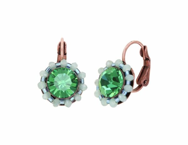 Konplott - Heart Beat - green, antique copper, earring eurowire