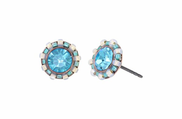 Konplott - Heart Beat - blue, antique copper, earring stud