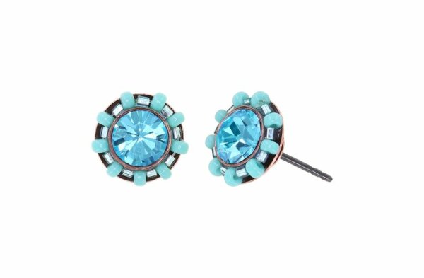 Konplott - Heart Beat - blue, antique copper, earring stud