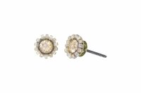 Konplott - Heart Beat - white, antique brass, earring stud