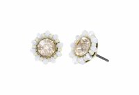 Konplott - Heart Beat - white, antique brass, earring stud