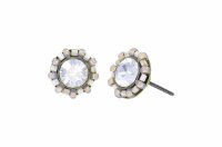 Konplott - Heart Beat - white, antique brass, earring stud