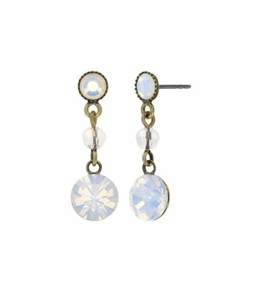 Konplott - Daily Desire - white, antique brass, earring stud dangling