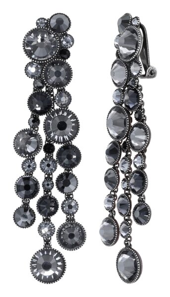 Konplott - Water Cascade Glam - black, dark antique silver, earring clip dangling